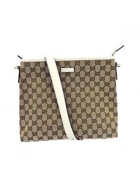 Gucci Shoulder Bag GG Crossbody Canvas Beige White Soft Togo